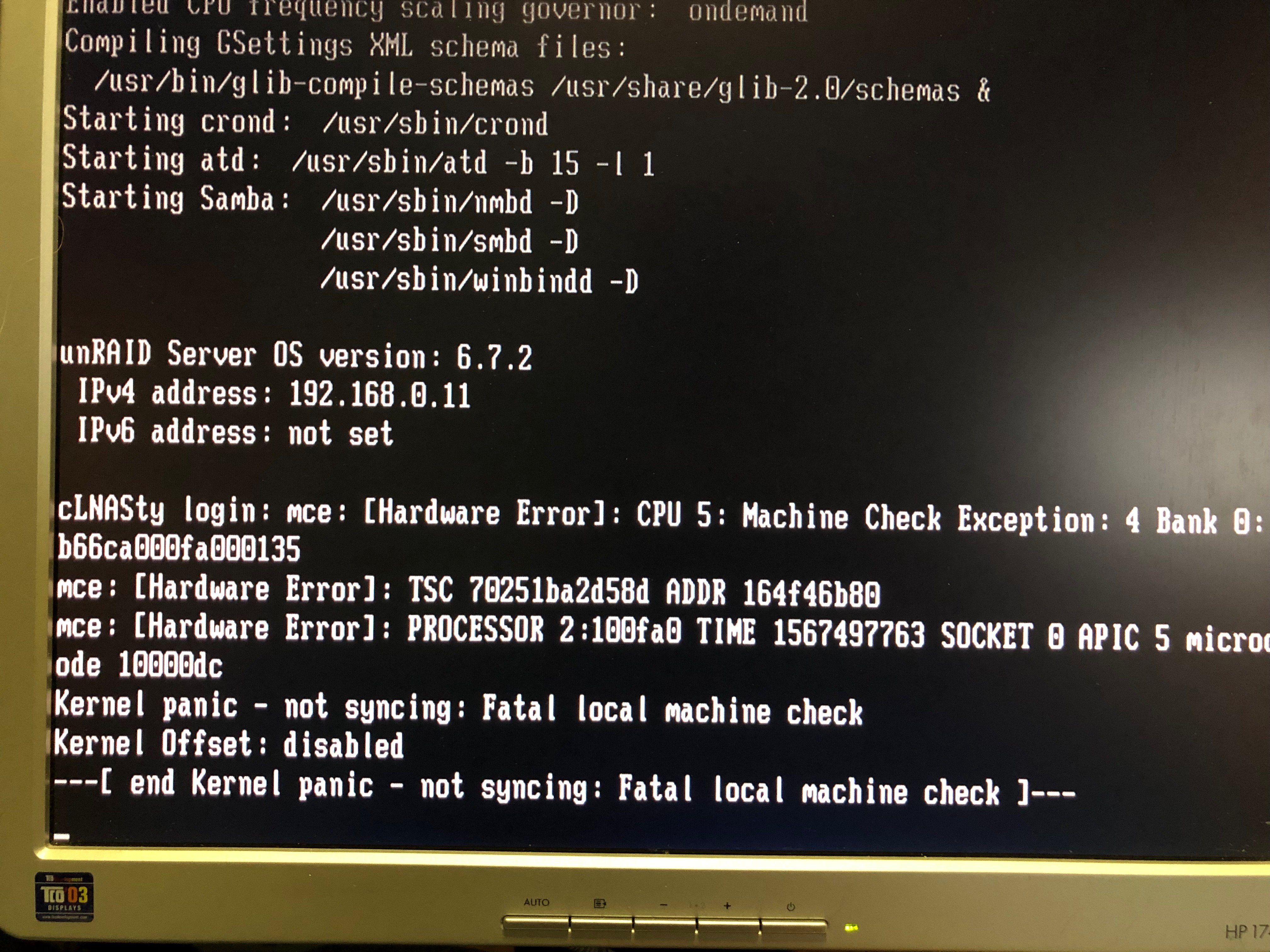kernel panic hosting server check